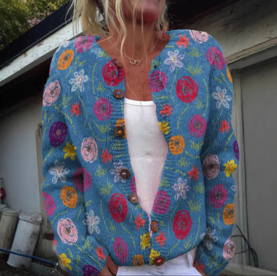 Abigail™ - Cardigan with Elegant Floral Print