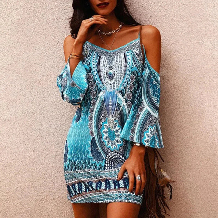 Aubrey™ - Strapless Off-The-Shoulder Printed Dress