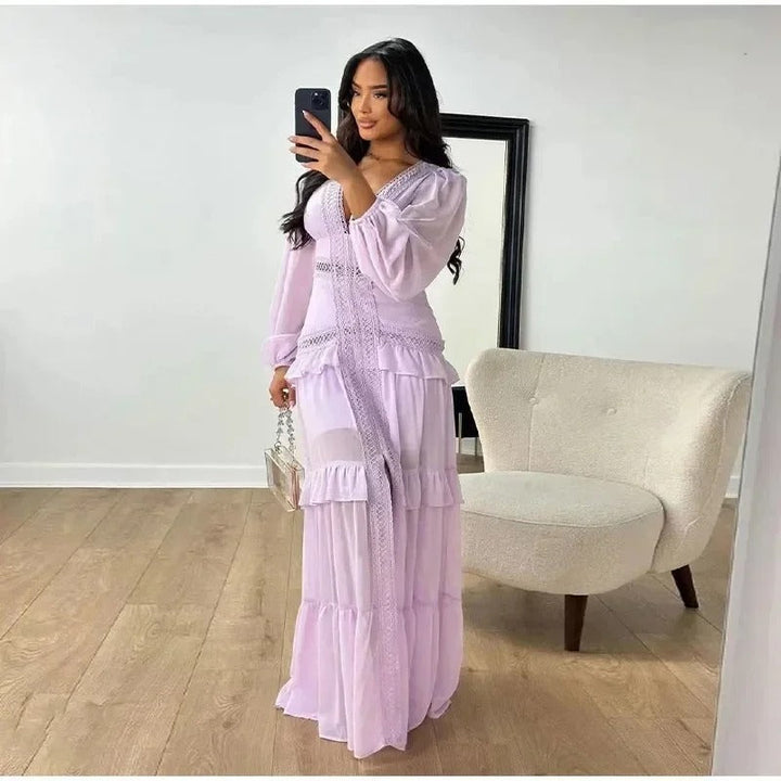 Amelia™ - Comfortable V-neck Long Sleeves Maxi Dress