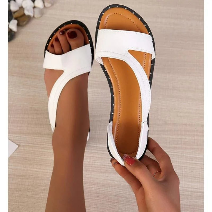 Lina™ - Flat Orthopedic Sandals With Open Toe And Fishmouth Rivets