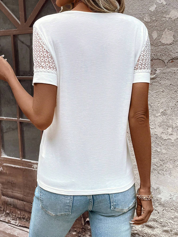Amelia™ -  Stylish V-Neck Lace T-Shirt
