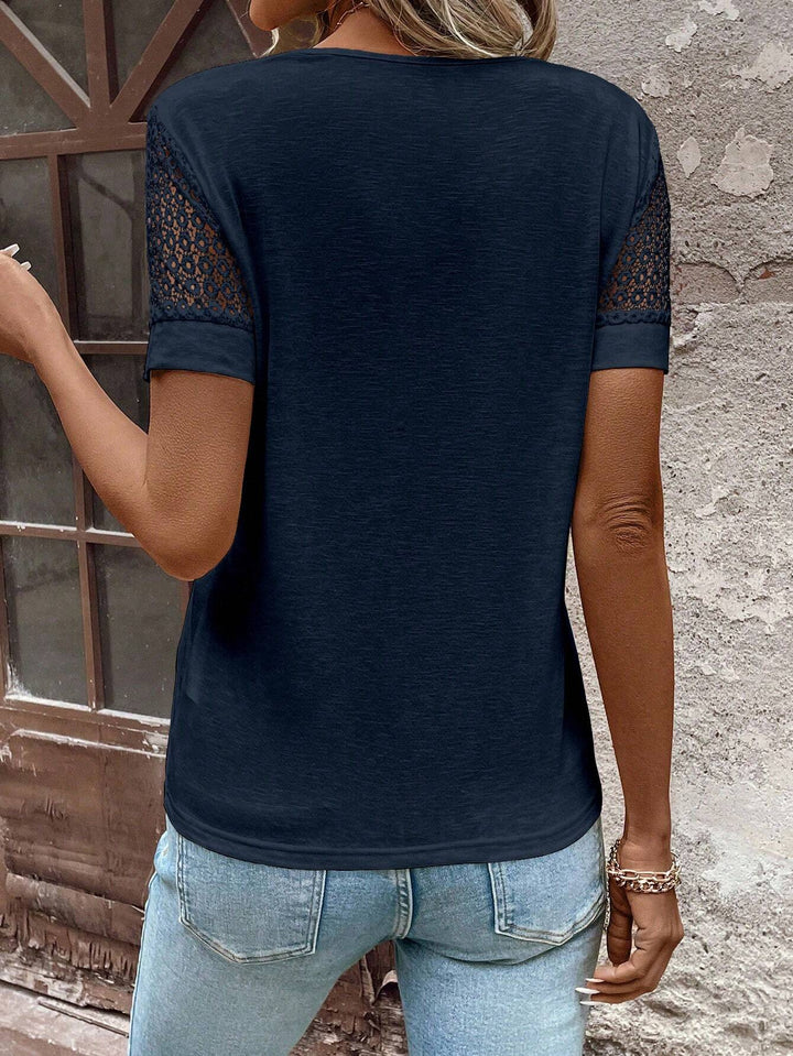 Amelia™ -  Stylish V-Neck Lace T-Shirt