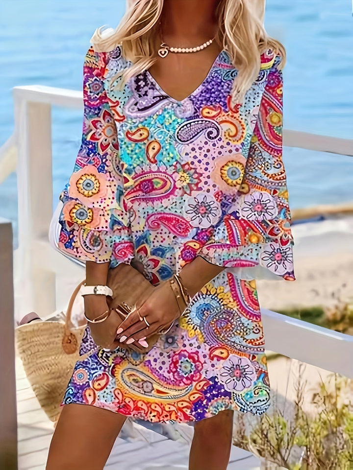 Olivia™ - Floral V-Neck Handmade Dress