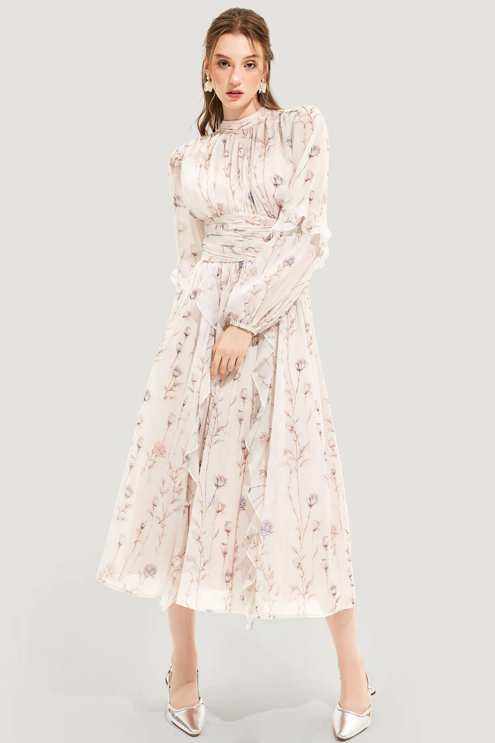 Ella™ - Chic Couture Summer Dress with Floral Print