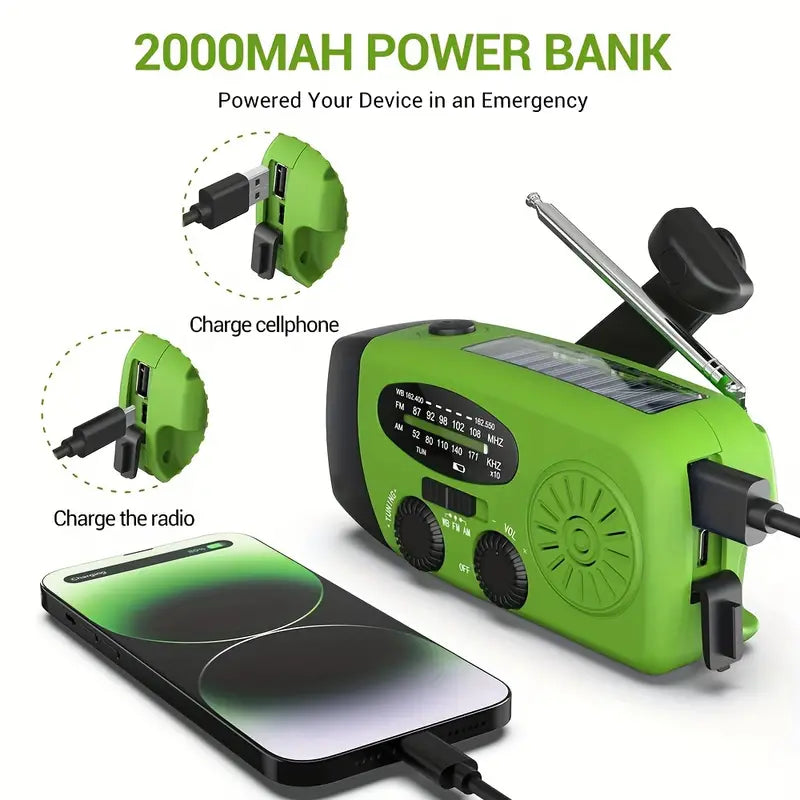 Emergency Hand Crank Radio with 2000mAh Power Bank