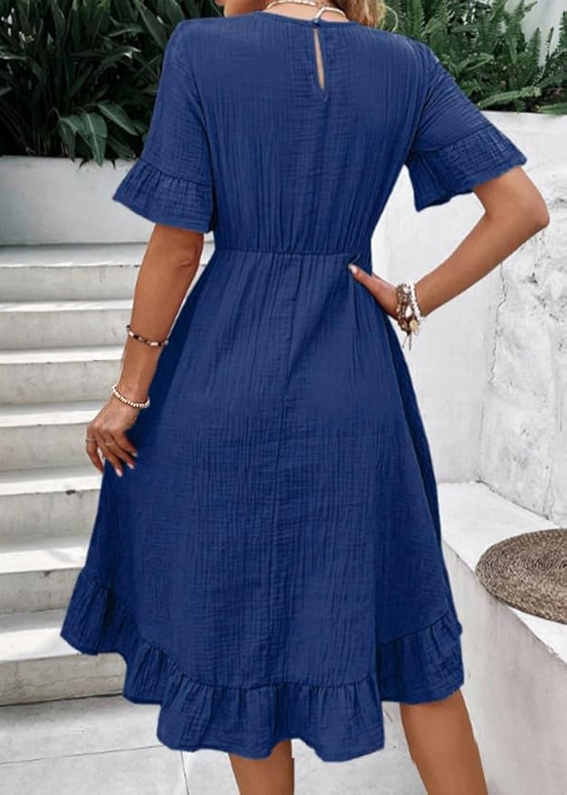 Avery™ - Elegant Ruffled Round Collar Dress