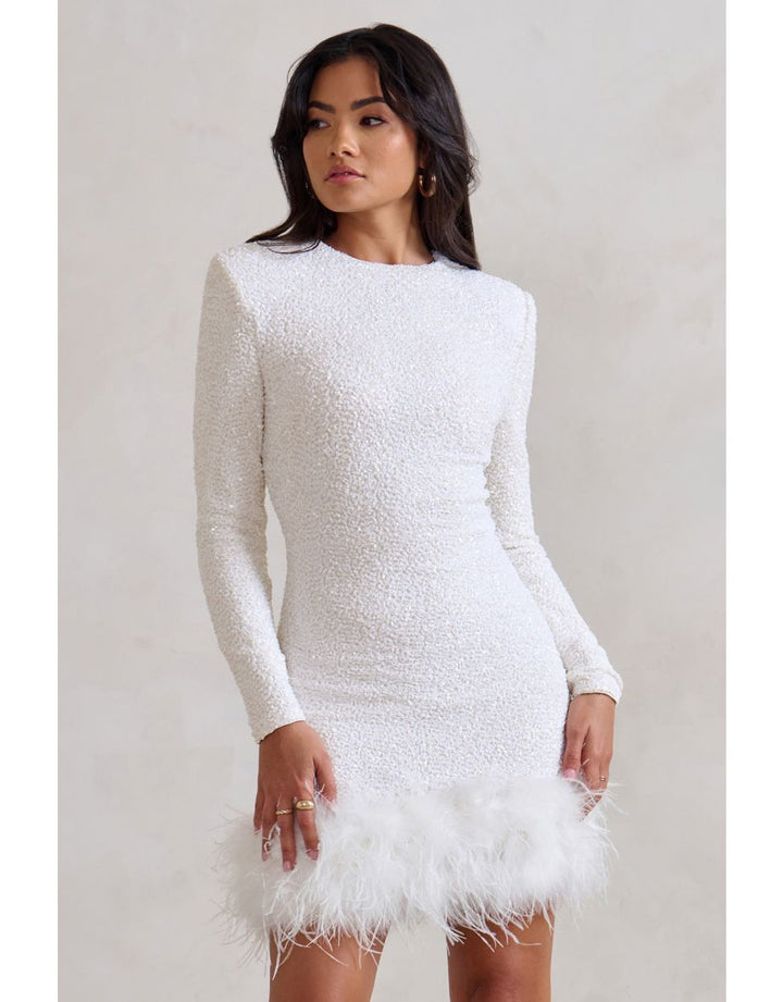 Amelia™ - Modern Sequins Feather Mini Dress