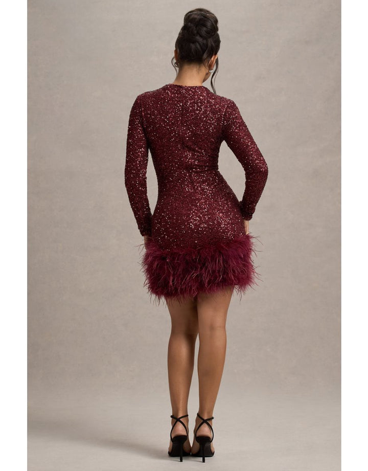 Amelia™ - Modern Sequins Feather Mini Dress