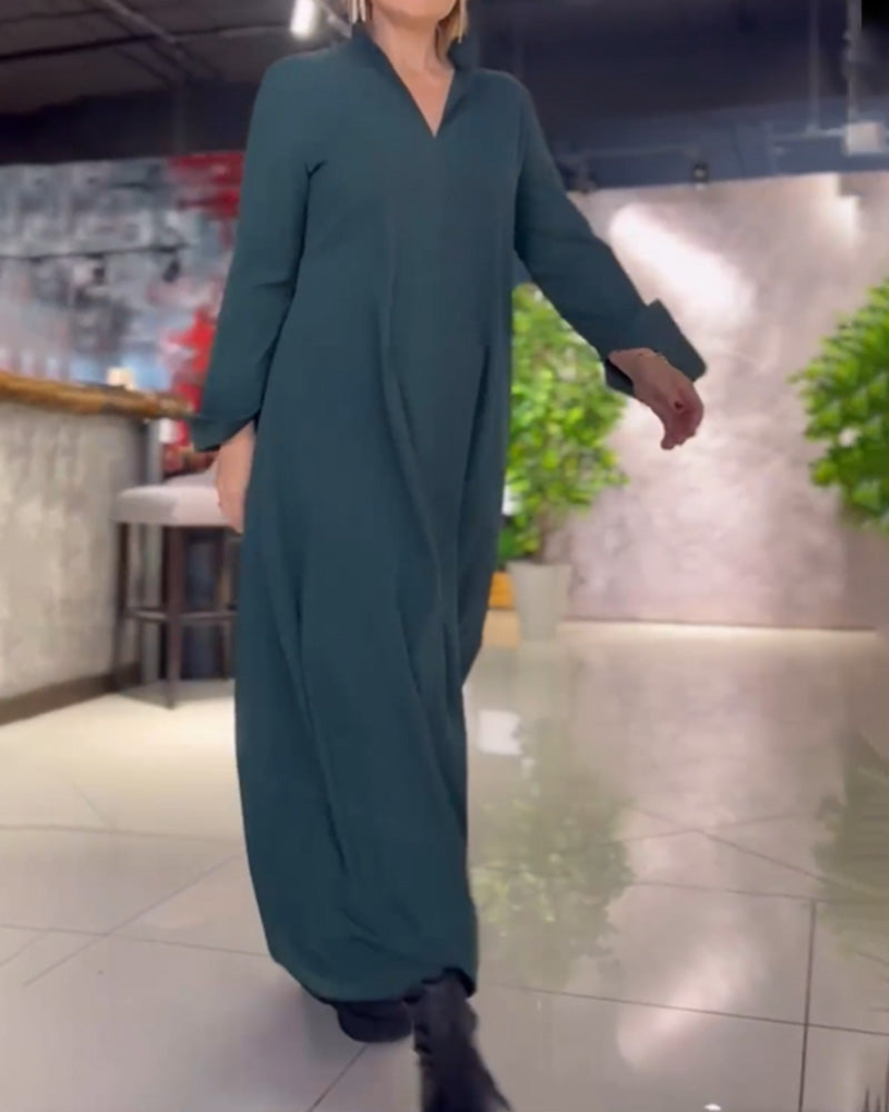 Grace™ - Loose Long Dress With Side Slit Lapel