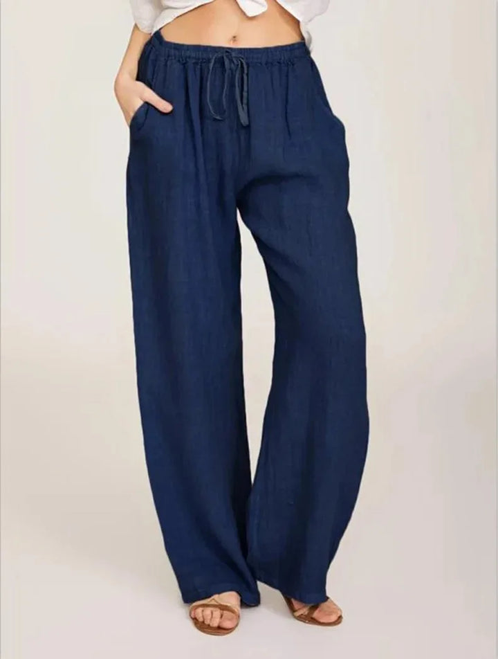 Harper™ - Cotton Linen Loose Solid Elastic Waist Trouser