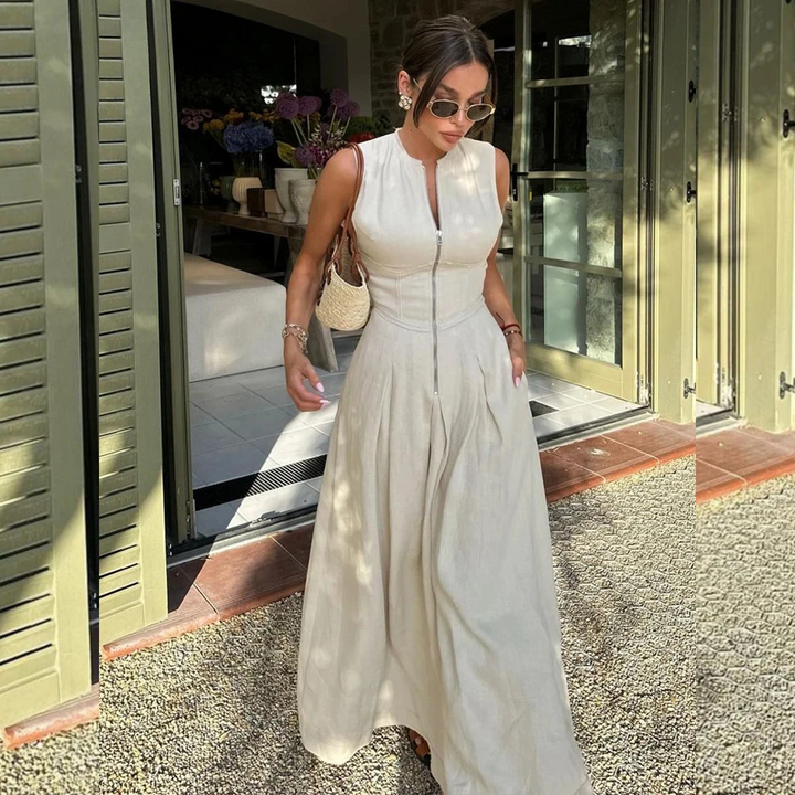 Ellie™ - Comfortable Sleeveless Zipper Maxi Dress