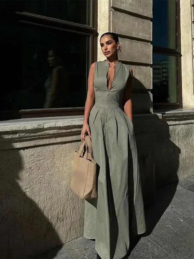 Ellie™ - Comfortable Sleeveless Zipper Maxi Dress