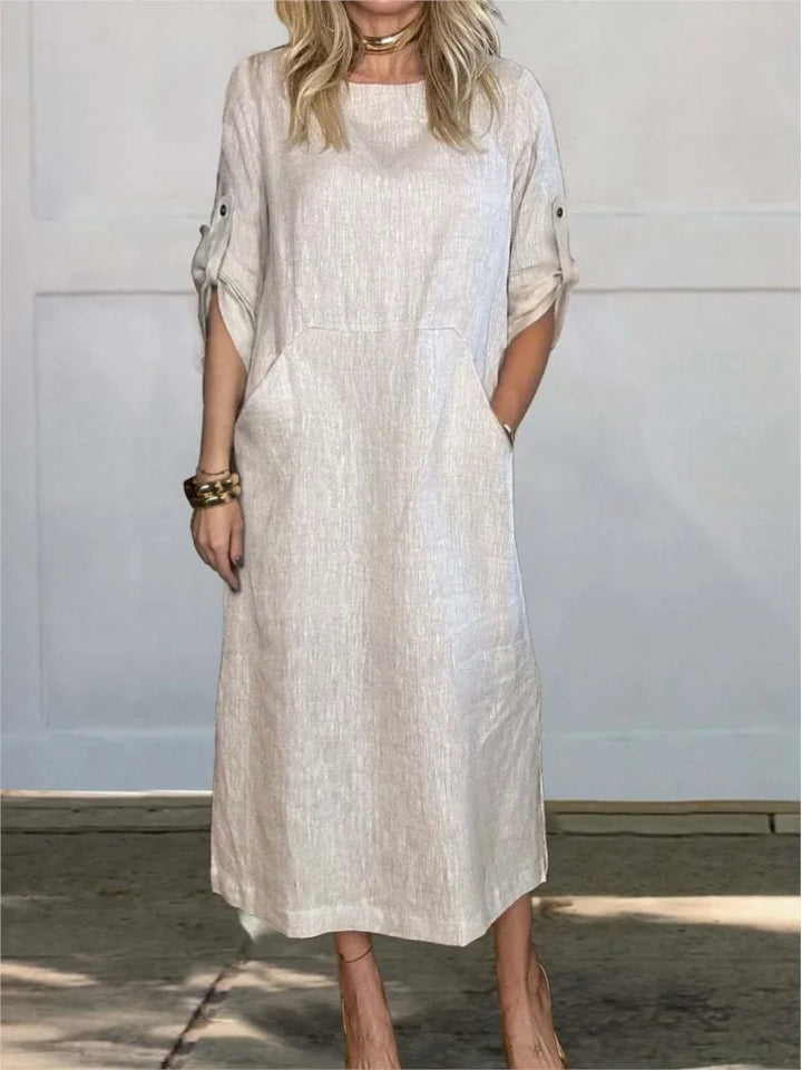 Scarlett™ - Stylish Comfy Loose Short Sleeved Linen Dress