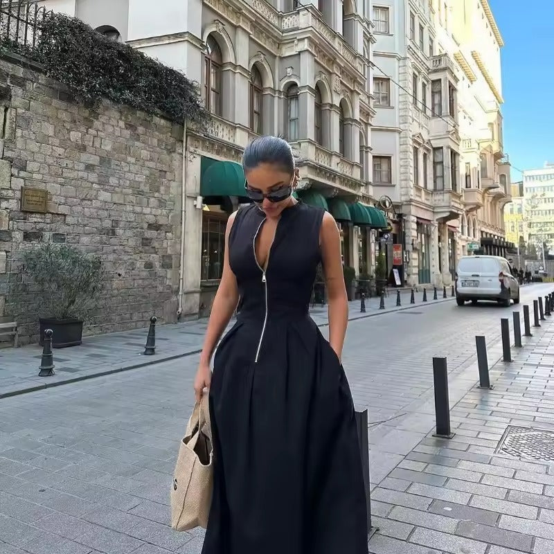 Ellie™ - Comfortable Sleeveless Zipper Maxi Dress