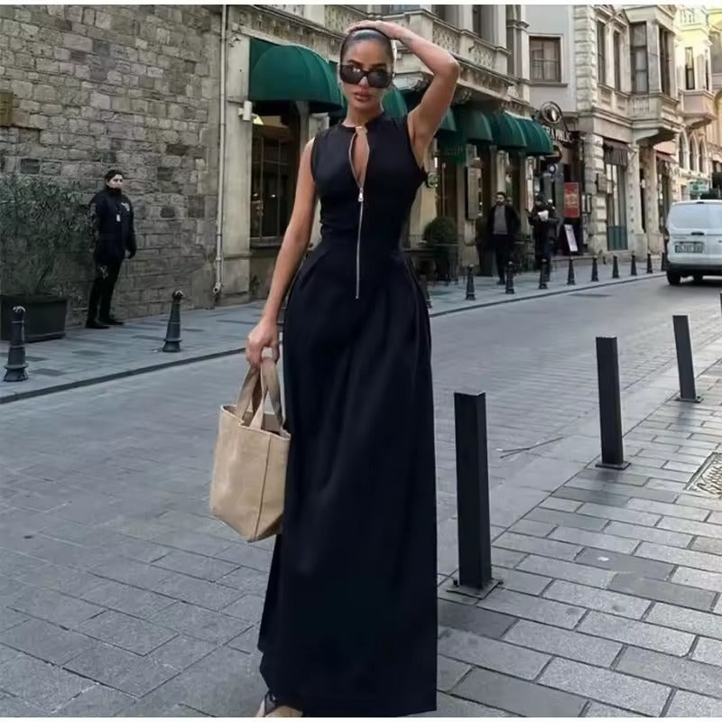 Ellie™ - Comfortable Sleeveless Zipper Maxi Dress