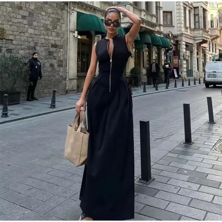 Ellie™ - Comfortable Sleeveless Zipper Maxi Dress