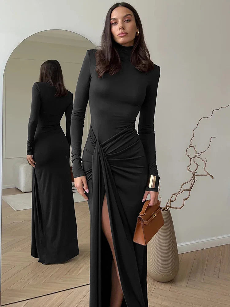 Abigail™ - Sexy Turtleneck Bodycon Dress with Thigh High Split