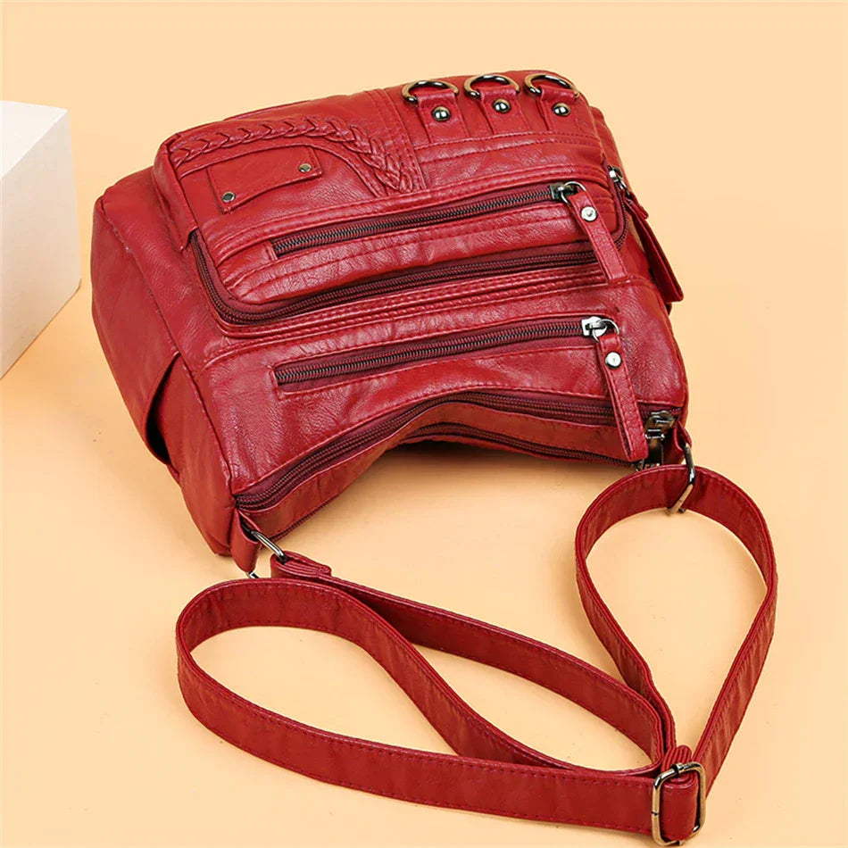 Olivia™ - Vintage Soft Zipper Leather Bag