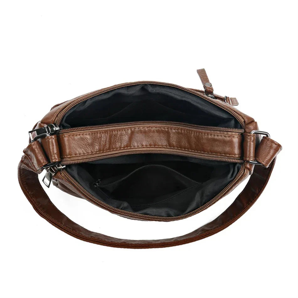 Olivia™ - Vintage Soft Zipper Leather Bag