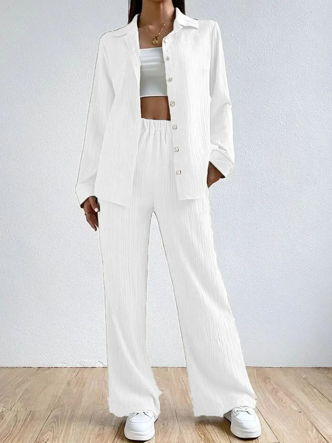 Victoria™ - Loose High Waist Two-Piece Linen Set