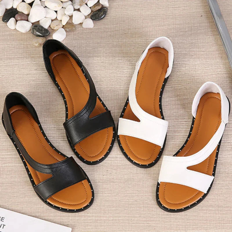Lina™ - Flat Orthopedic Sandals With Open Toe And Fishmouth Rivets