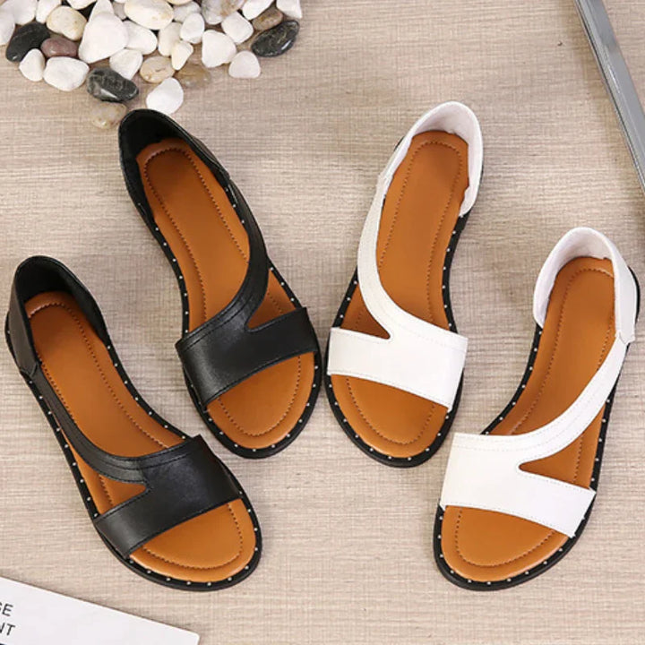 Lina™ - Flat Orthopedic Sandals With Open Toe And Fishmouth Rivets