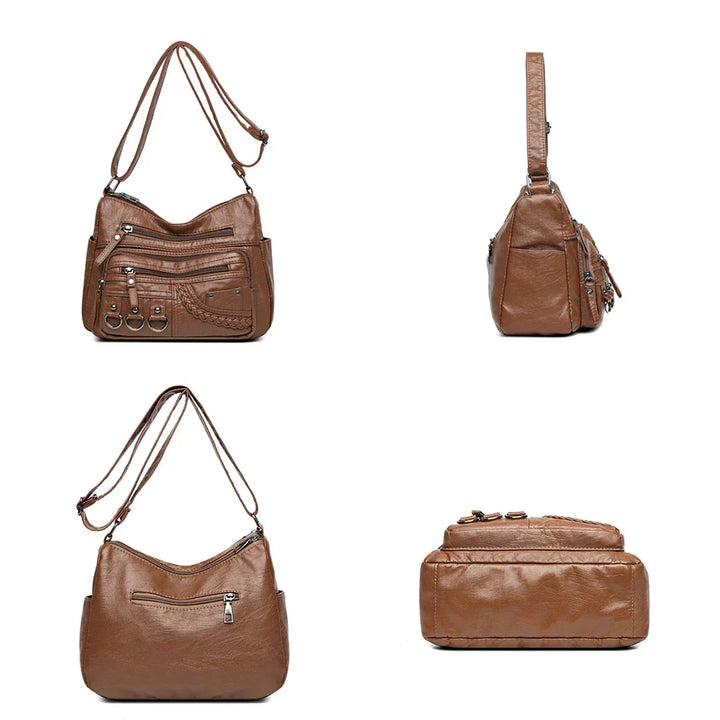 Olivia™ - Vintage Soft Zipper Leather Bag