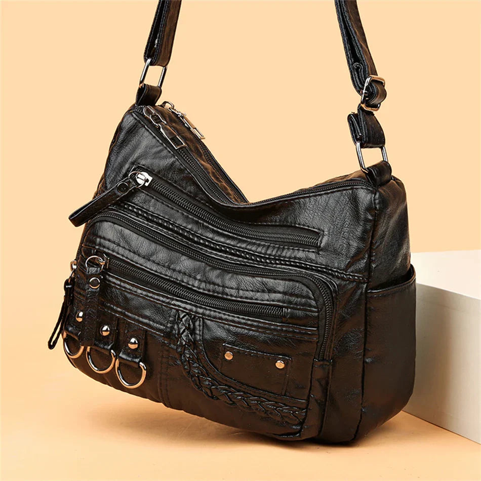Olivia™ - Vintage Soft Zipper Leather Bag