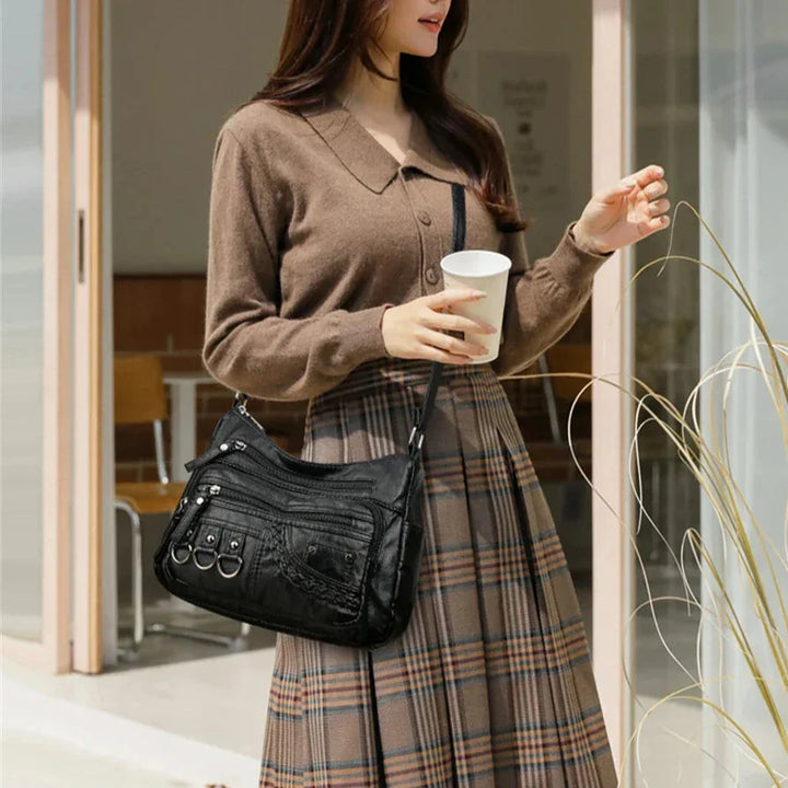 Olivia™ - Vintage Soft Zipper Leather Bag