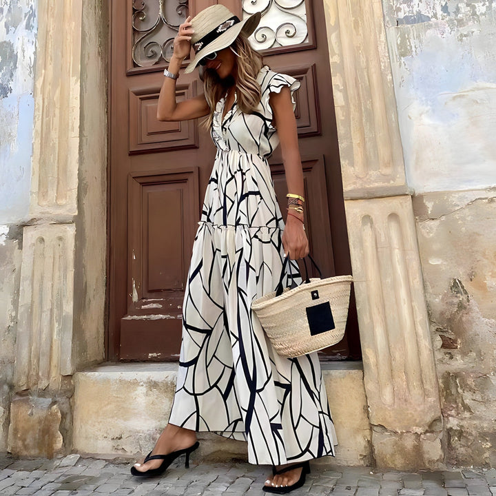 Lina™ - Elegant Striped Comfortable Dress