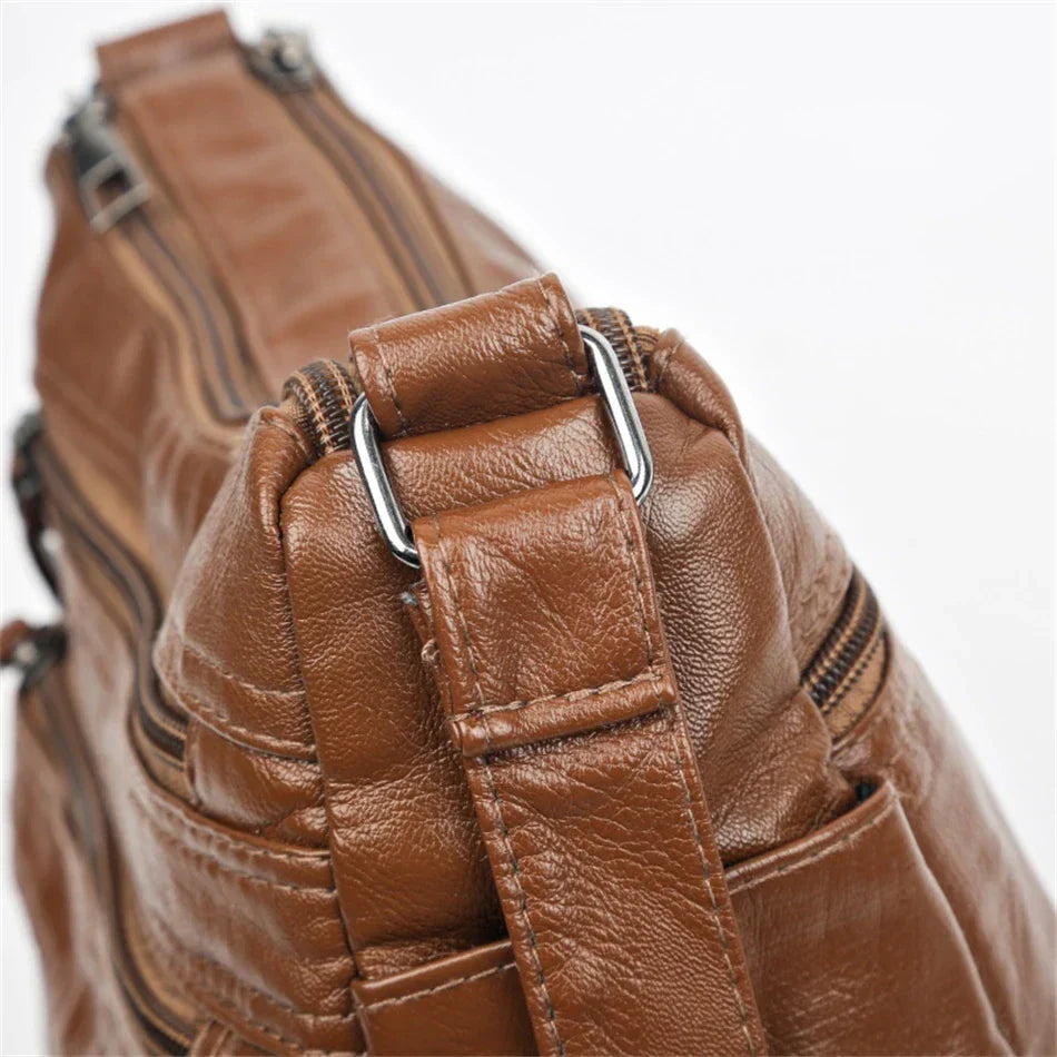 Olivia™ - Vintage Soft Zipper Leather Bag
