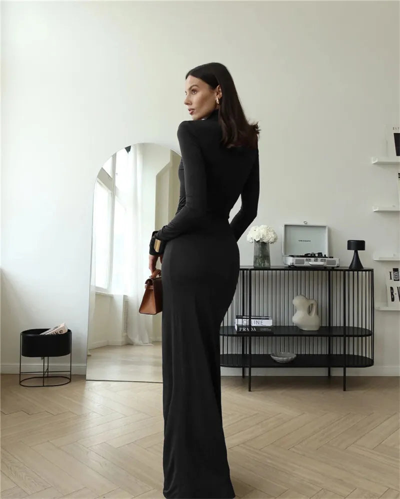 Abigail™ - Sexy Turtleneck Bodycon Dress with Thigh High Split