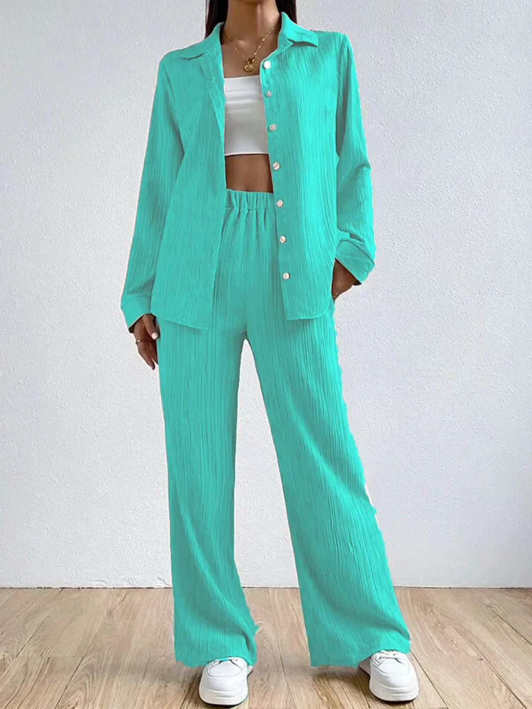 Victoria™ - Loose High Waist Two-Piece Linen Set