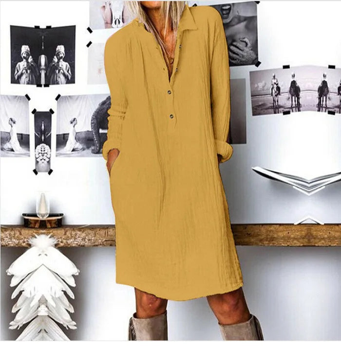 Abigail™ - Comfortable Cotton Linen Long Sleeve Dress