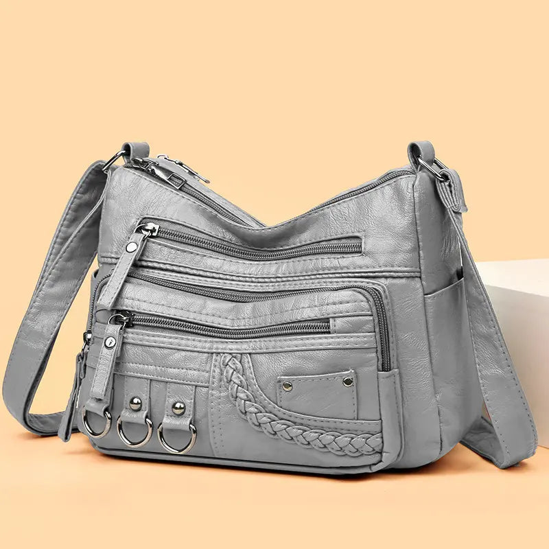 Olivia™ - Vintage Soft Zipper Leather Bag