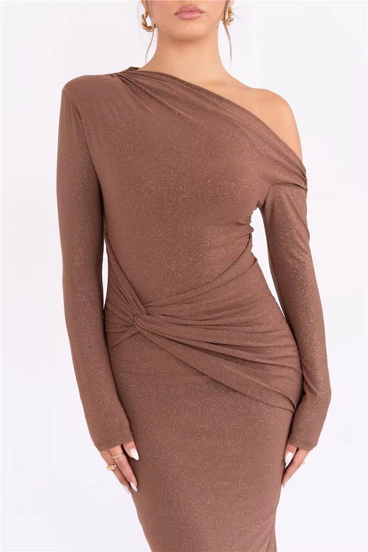 Layla™ - Elegant Sparkle Long Sleeve Maxi Dress