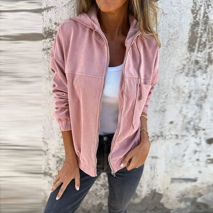 Grace™ - Comfy Casual Cordroy Jacket with Hood and Zip