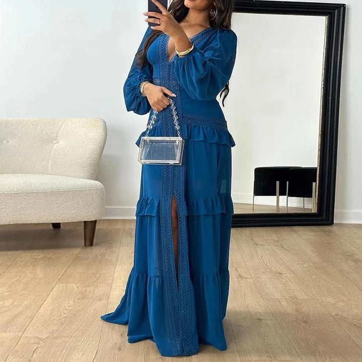 Amelia™ - Comfortable V-neck Long Sleeves Maxi Dress