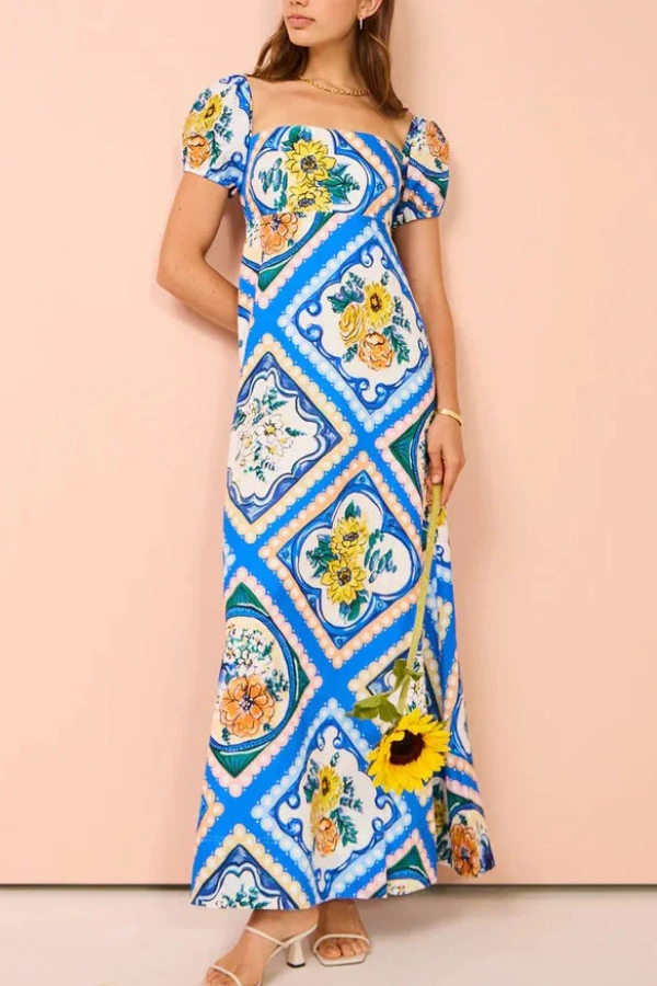 Avery™ - Elegant Print Long Summer Dress
