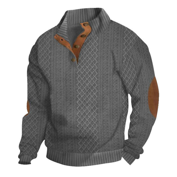 Logan™ - Comfortable Stand Collar Long Sleeve Jacquard Knitted Pullover Sweatshirt